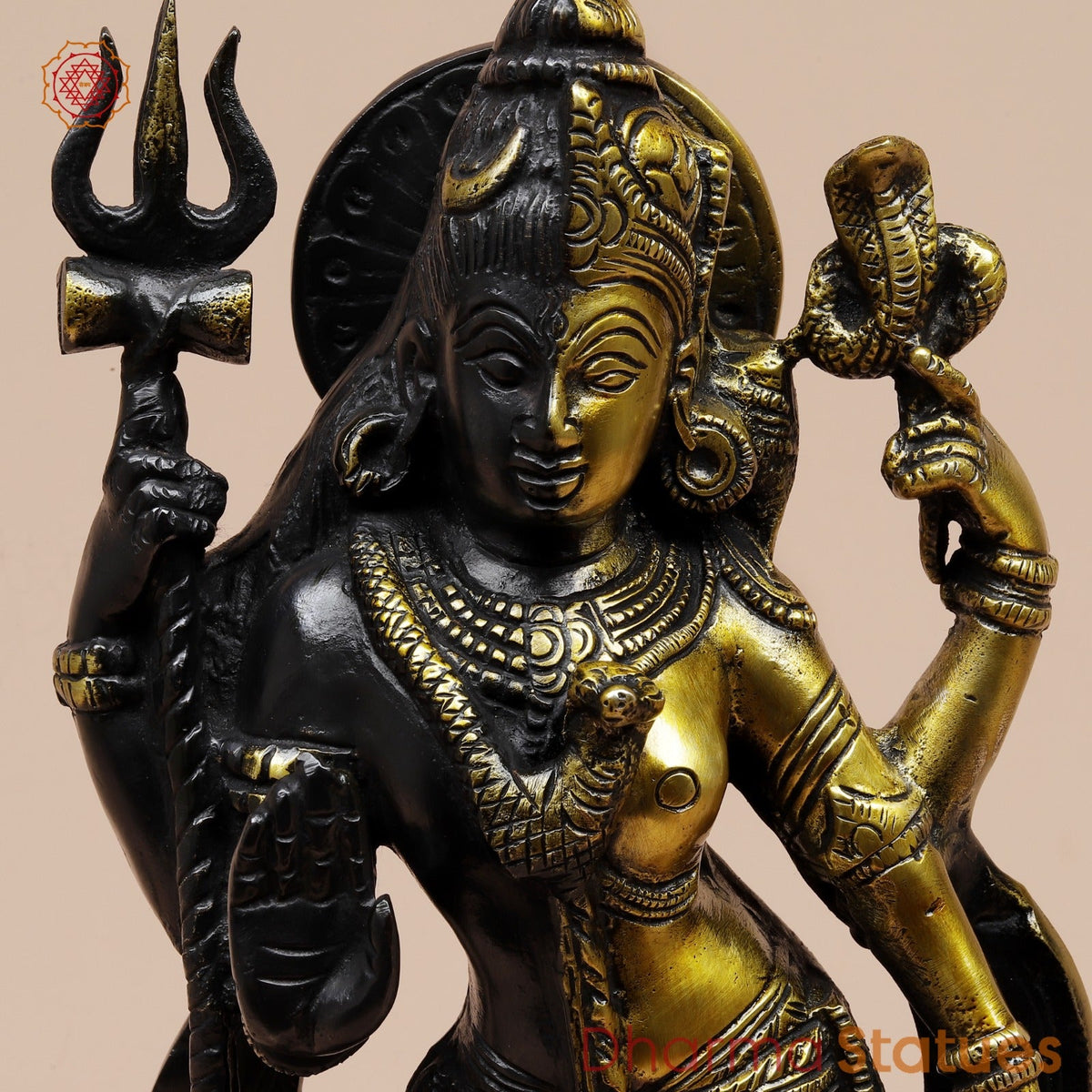 Brass Ardhanarishwar Standing Fine, Dual Tone 13”