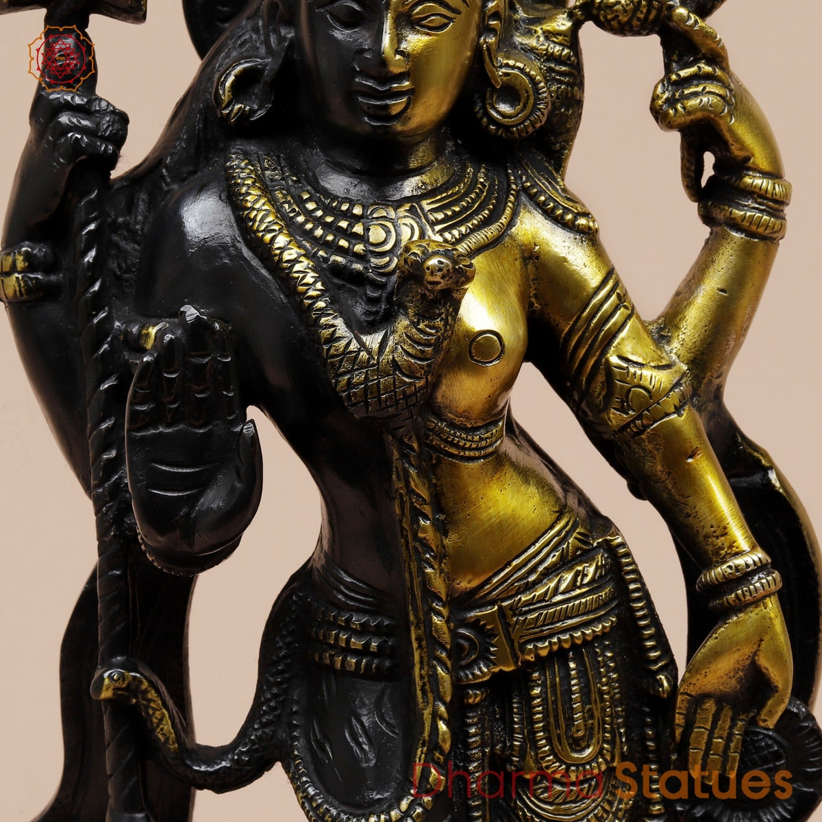 Brass Ardhanarishwar Standing Fine, Dual Tone 13”