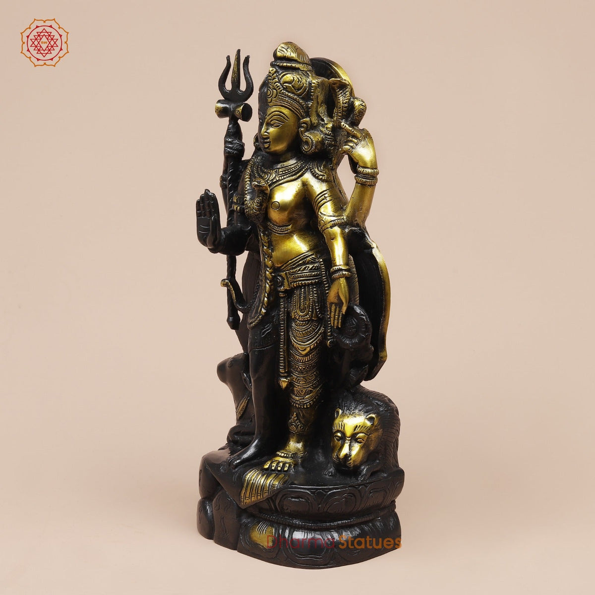 Brass Ardhanarishwar Standing Fine, Dual Tone 13”