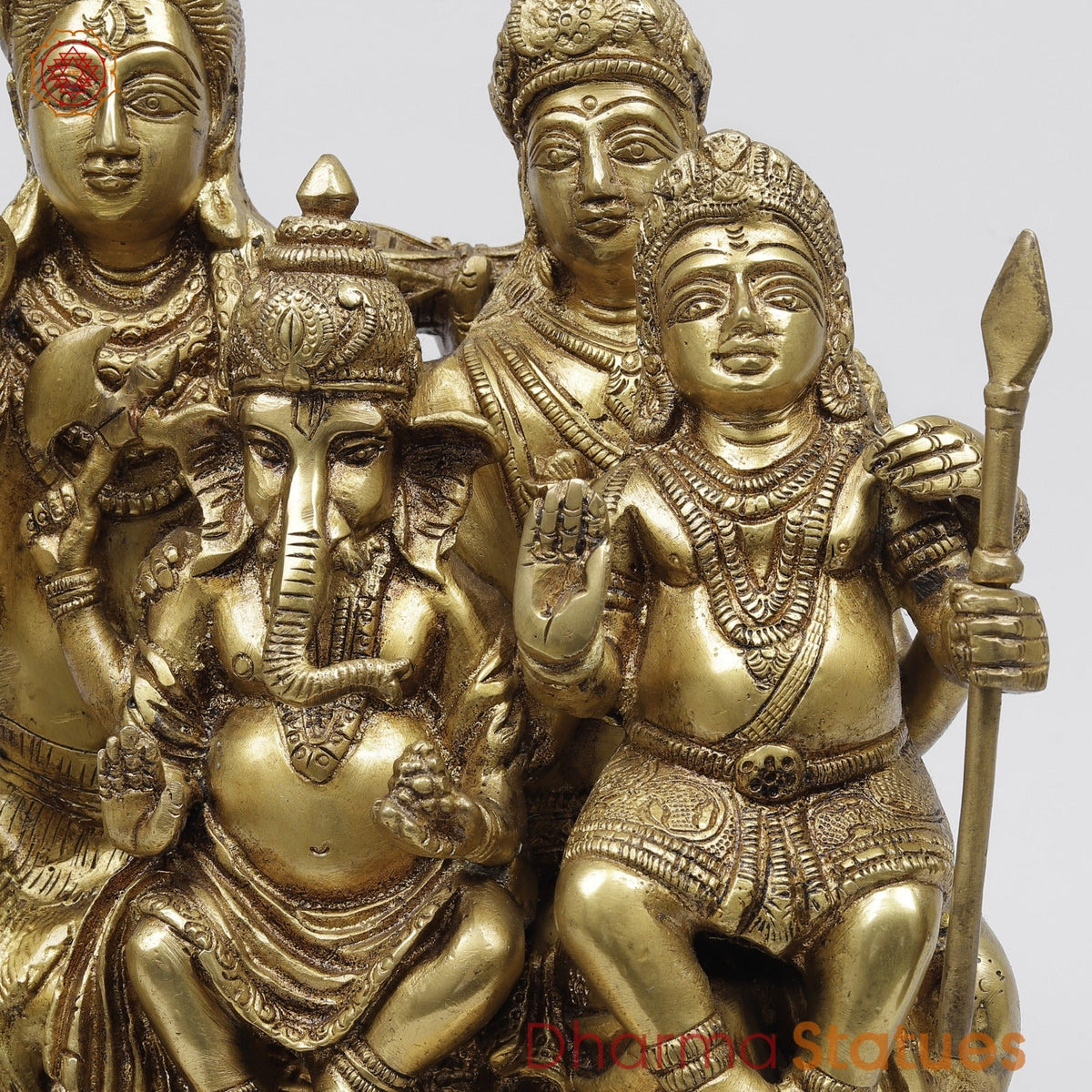 Brass shiva Family seated fine, Golden Finish 12”