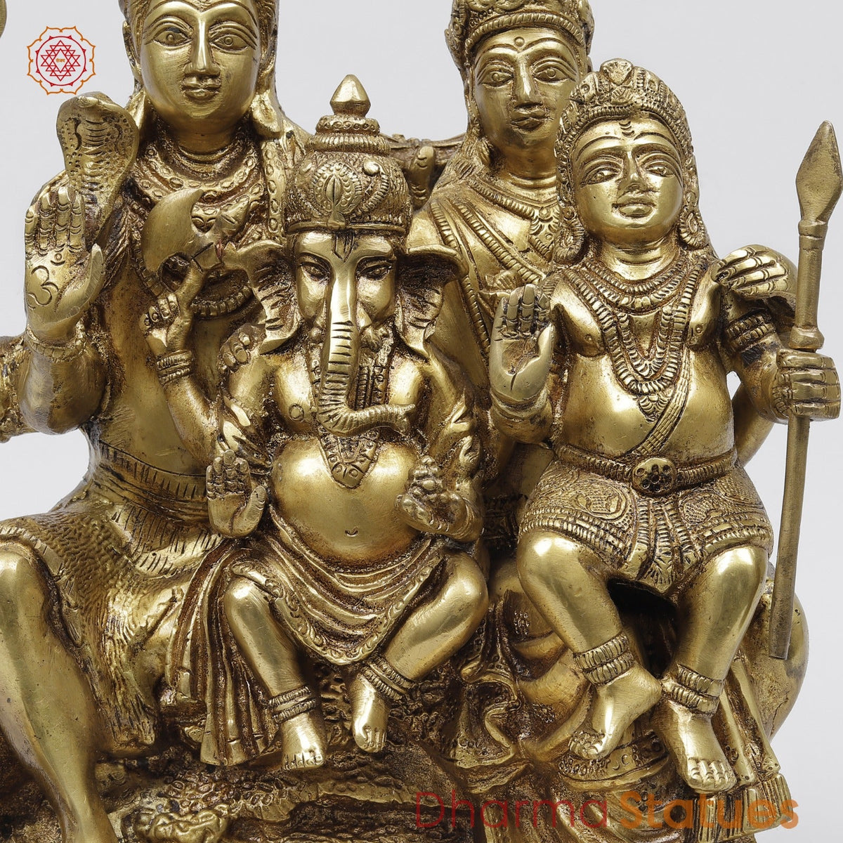 Brass shiva Family seated fine, Golden Finish 12”