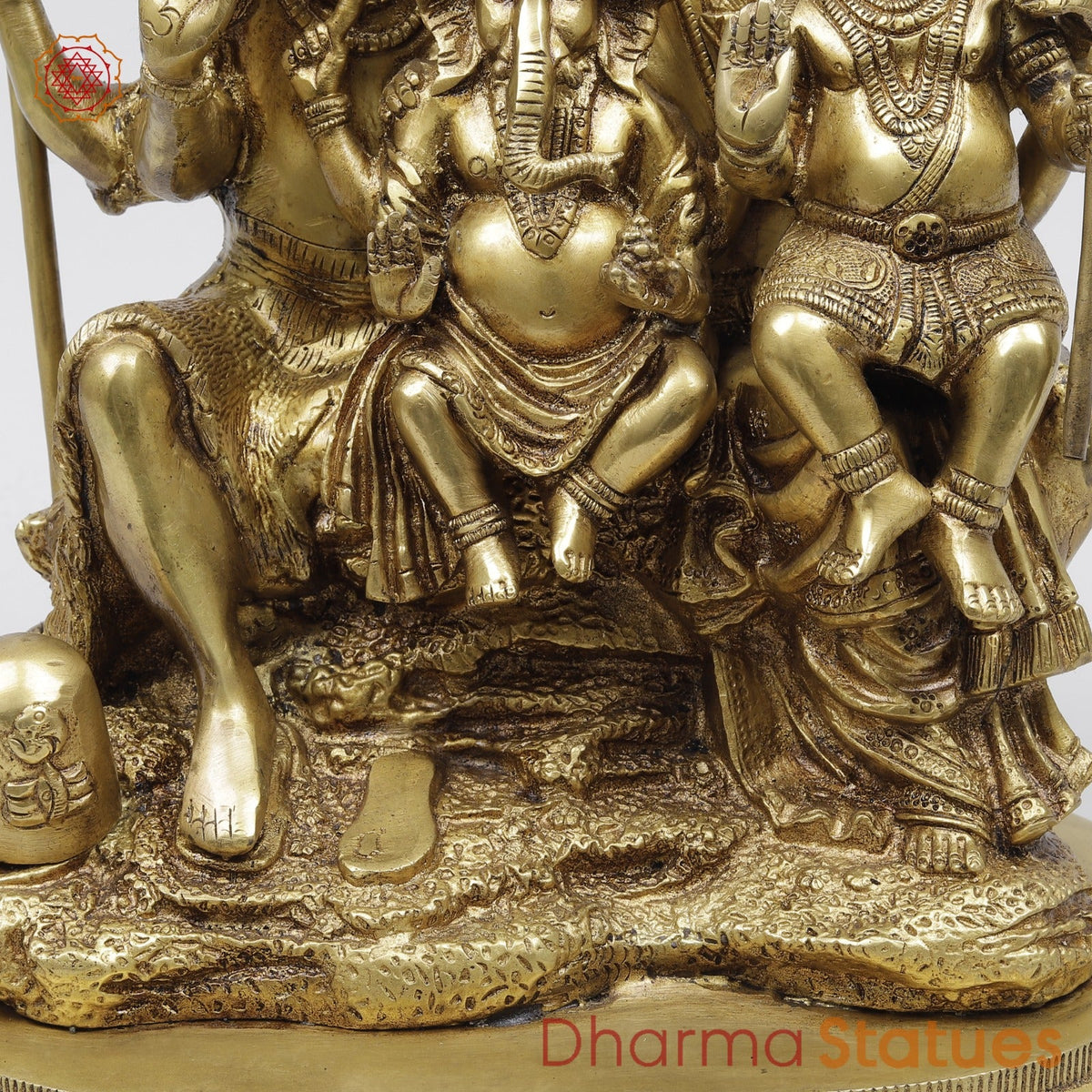 Brass shiva Family seated fine, Golden Finish 12”