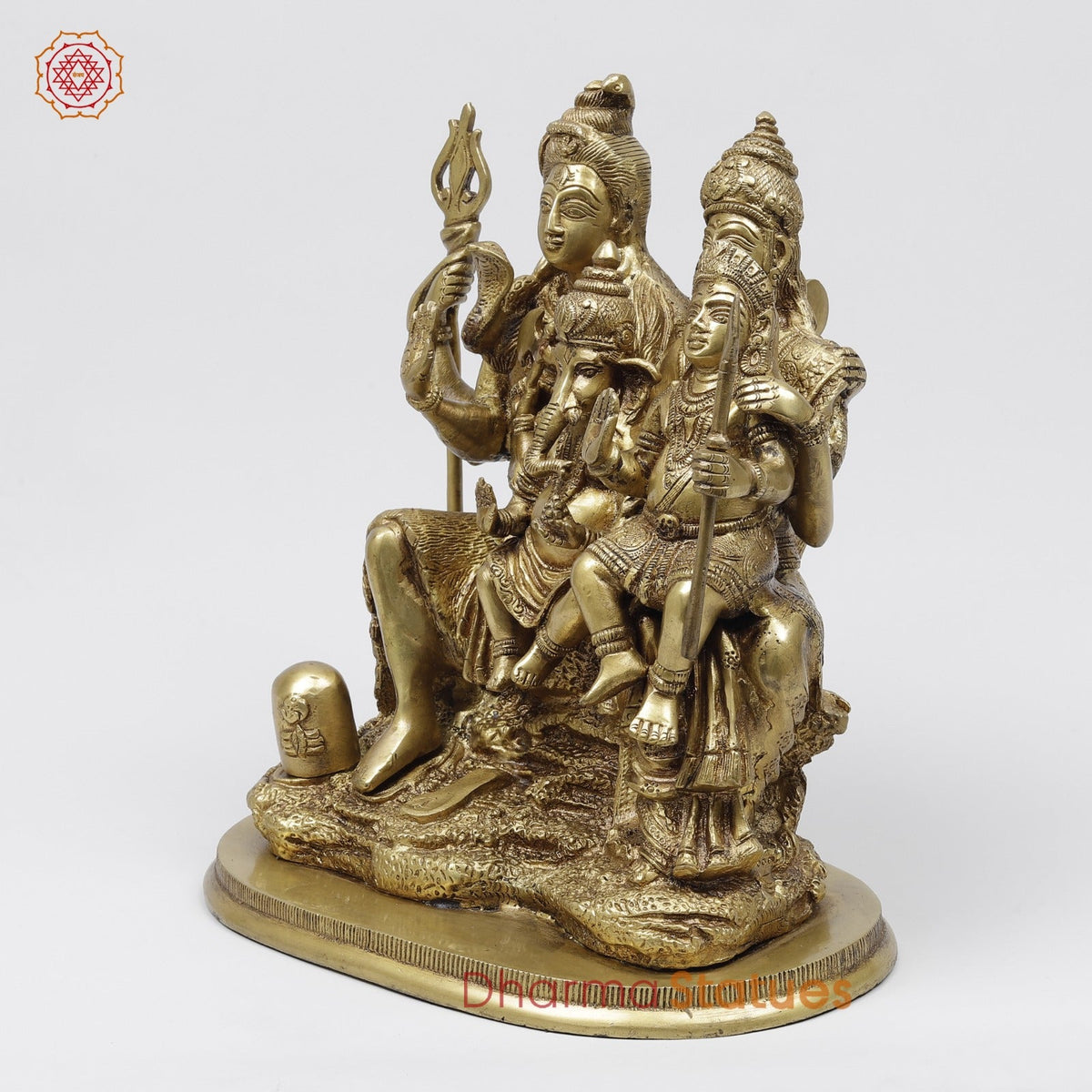 Brass shiva Family seated fine, Golden Finish 12”