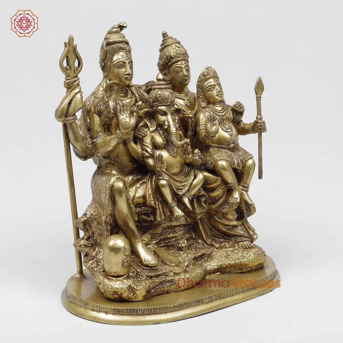 Brass shiva Family seated fine, Golden Finish 12”