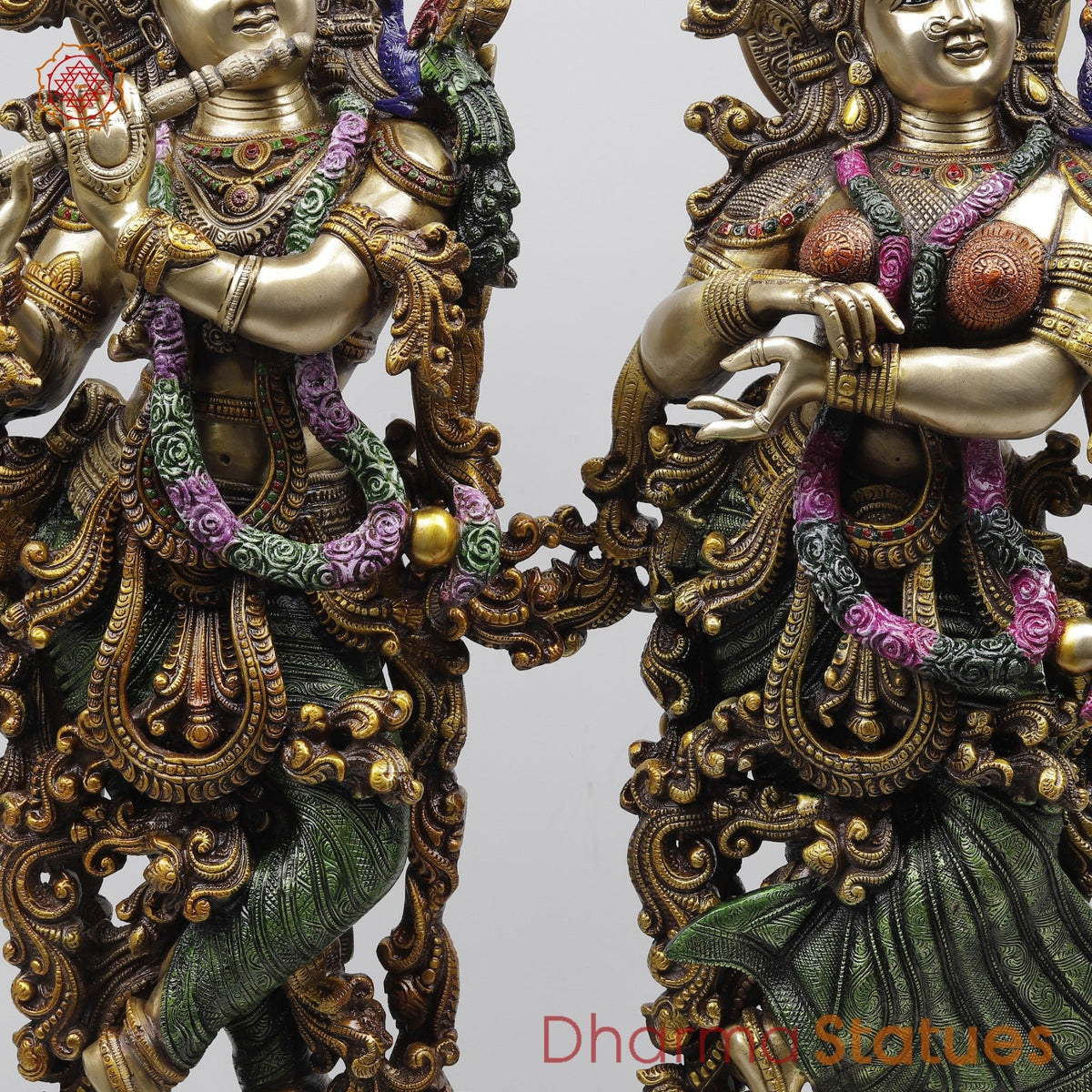 Brass Radha Krishna Fine Quality, Colorful Finish 30”
