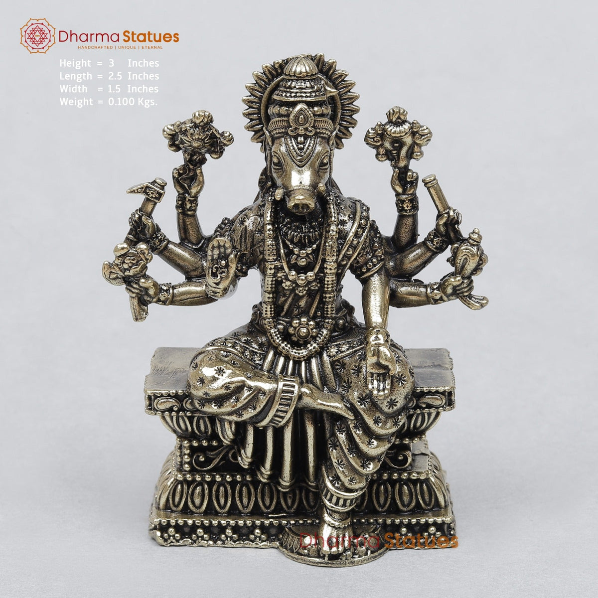 Brass Varahi Amman Seated 3”