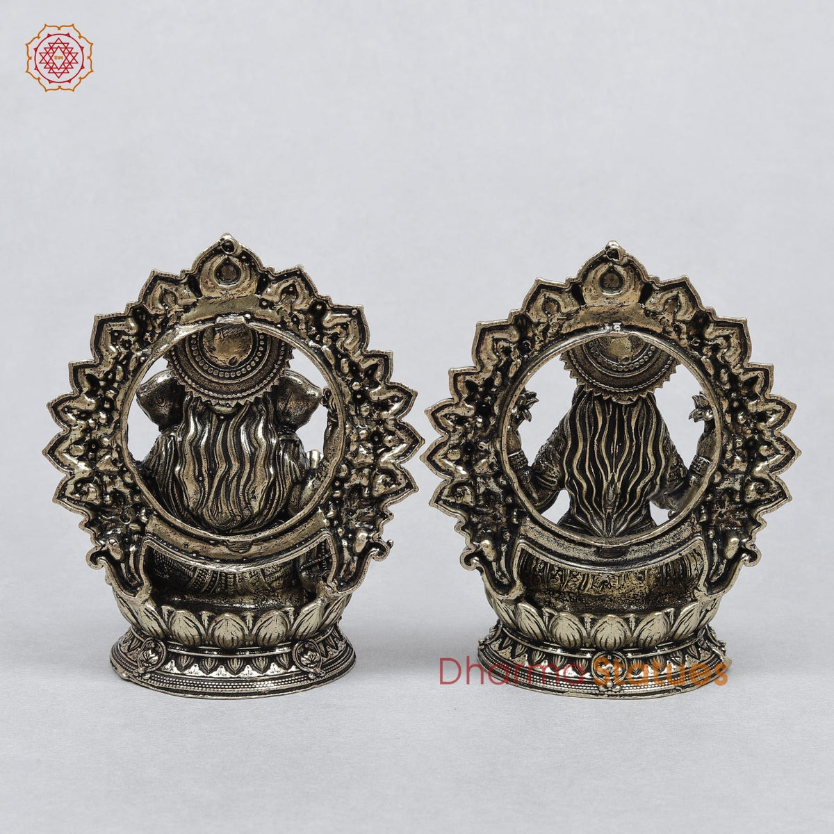 Brass Ganesh Lakshmi Seated Fine With Arch 3.5”