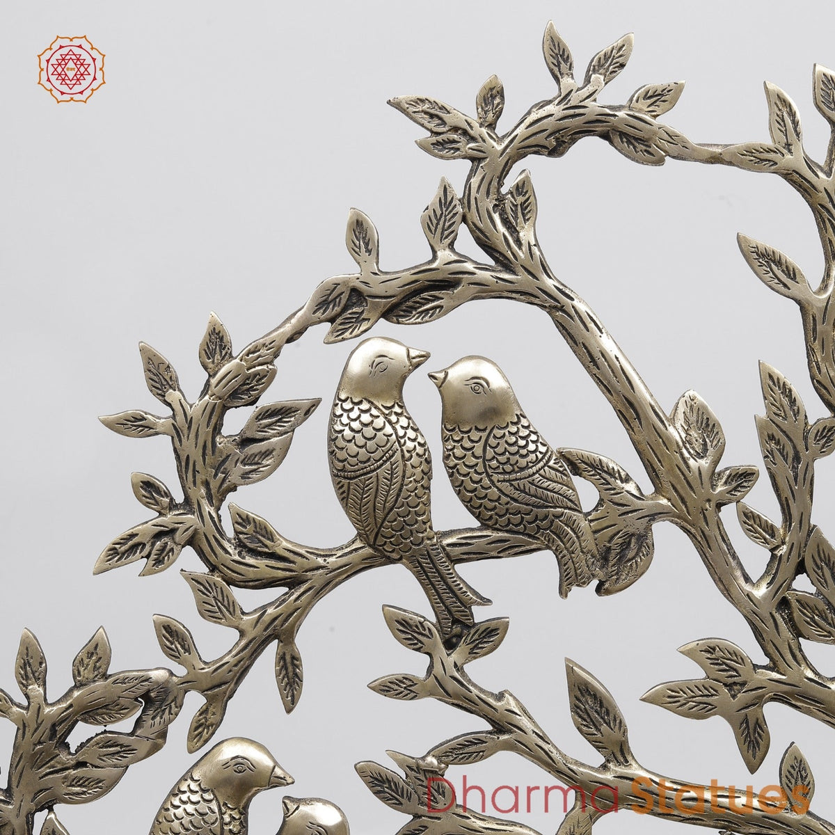 Brass Kalprvriksh with Birds fine, Smooth Finish 23”