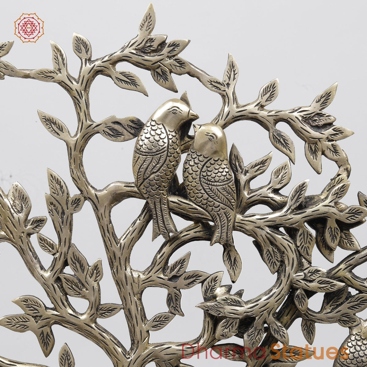 Brass Kalprvriksh with Birds fine, Smooth Finish 23”