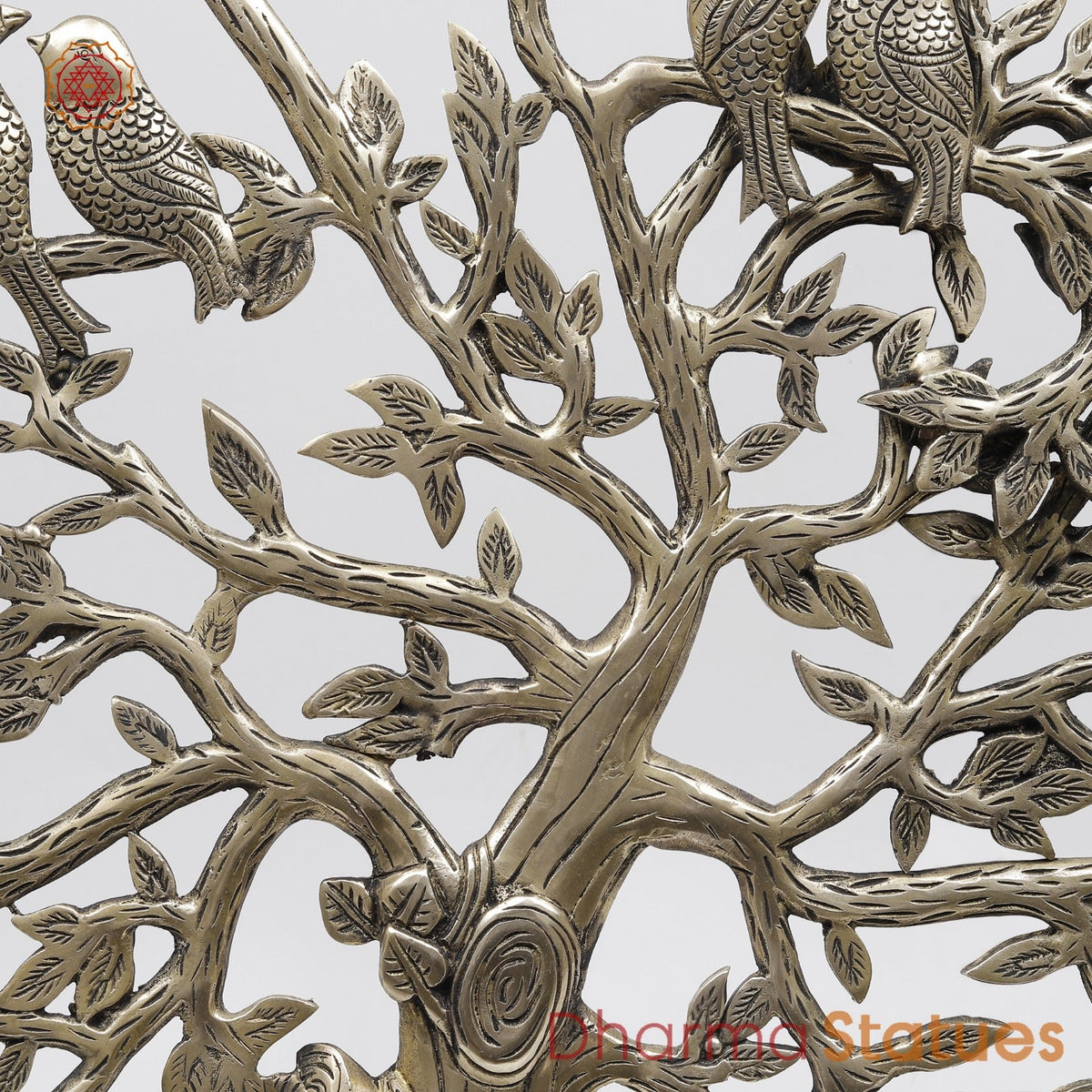 Brass Kalprvriksh with Birds fine, Smooth Finish 23”