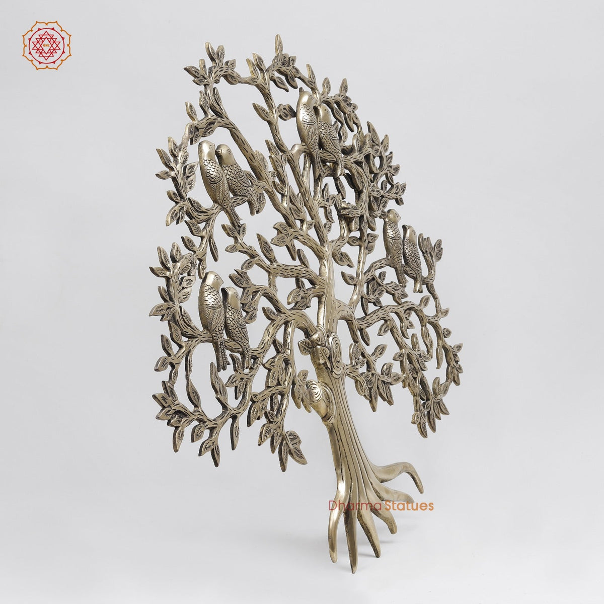 Brass Kalprvriksh with Birds fine, Smooth Finish 23”