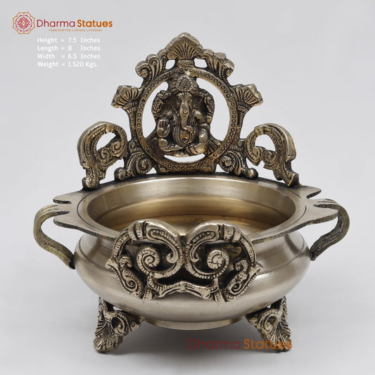 Brass Ganesh Urli Fine, Smooth Finish 7.5”