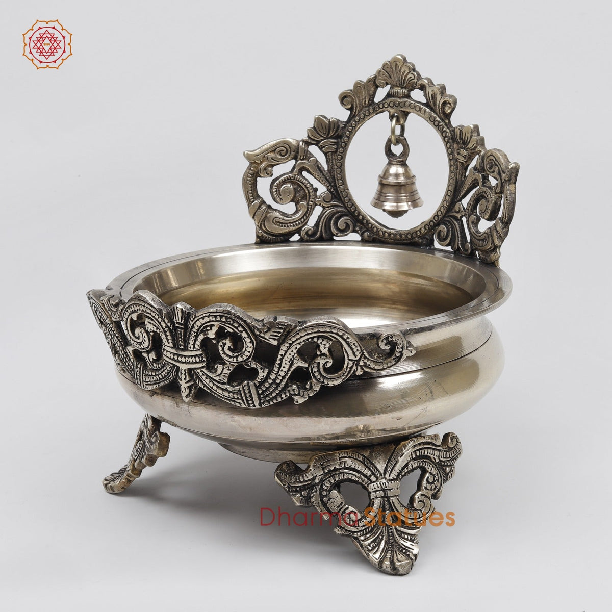 Brass Urli with Bell Fine, Smooth Finish 8.5”