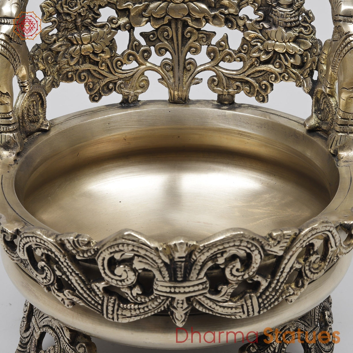 Brass Elephants Urli Fine Carving , Smooth Finish 12”
