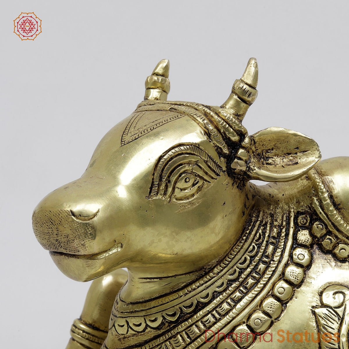 Brass Nandi Seated with Fine Carving 9.5”