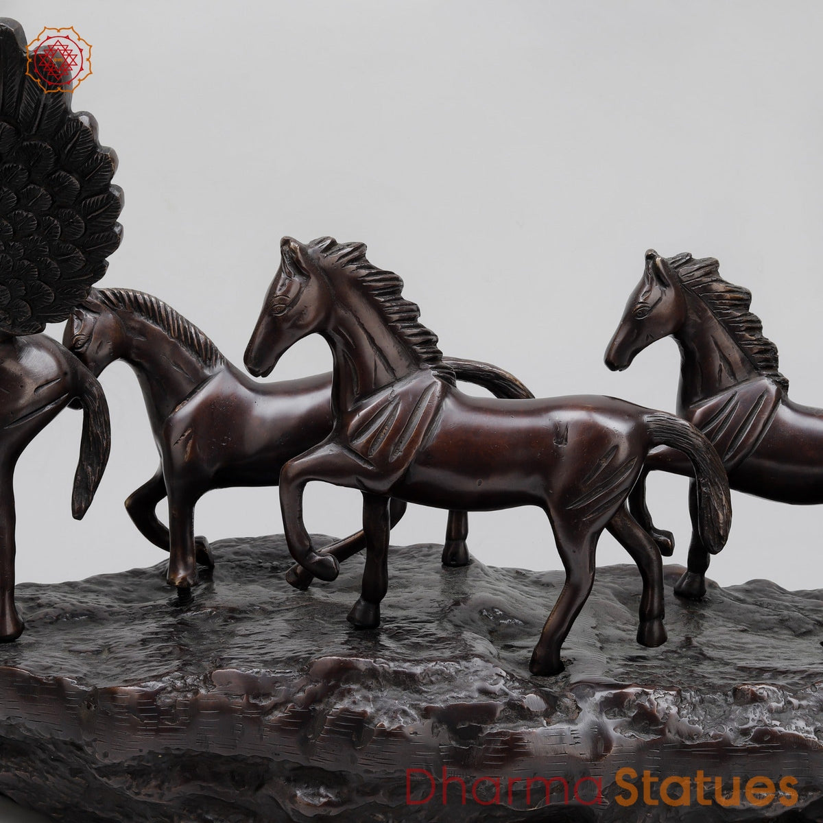 Brass Lucky 7 Horses Fine , Antique Copper Finish 34” (Vastu Approved)