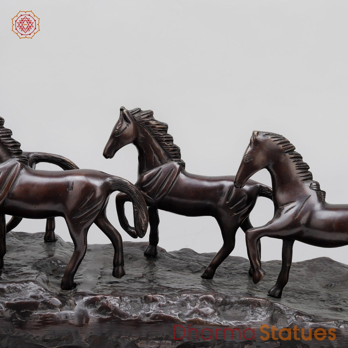Brass Lucky 7 Horses Fine , Antique Copper Finish 34” (Vastu Approved)