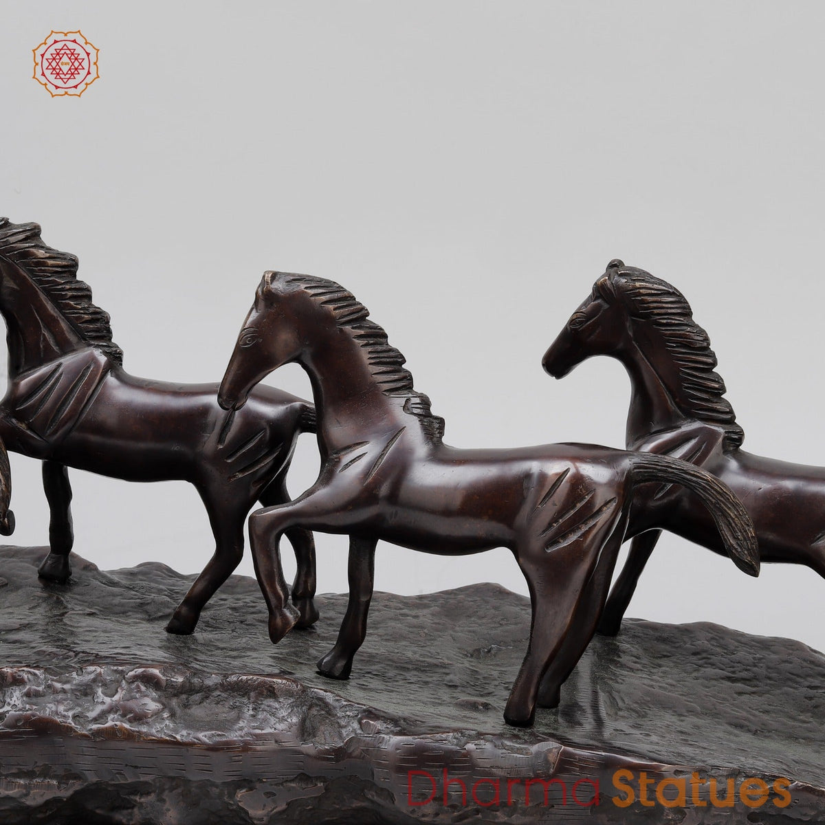 Brass Lucky 7 Horses Fine , Antique Copper Finish 34” (Vastu Approved)