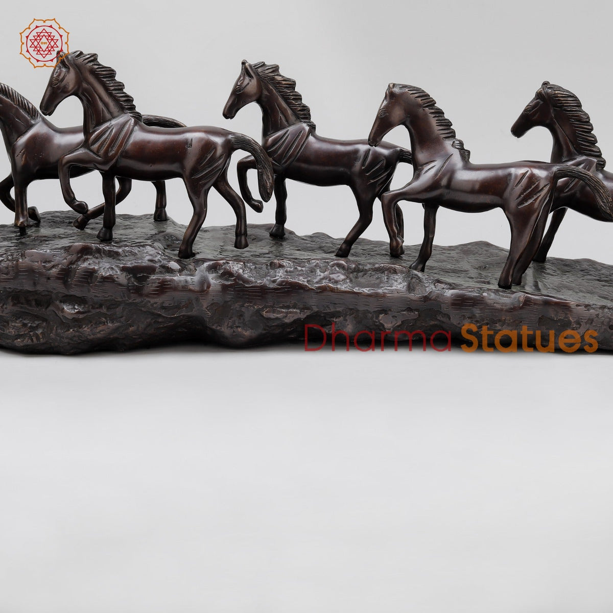 Brass Lucky 7 Horses Fine , Antique Copper Finish 34” (Vastu Approved)