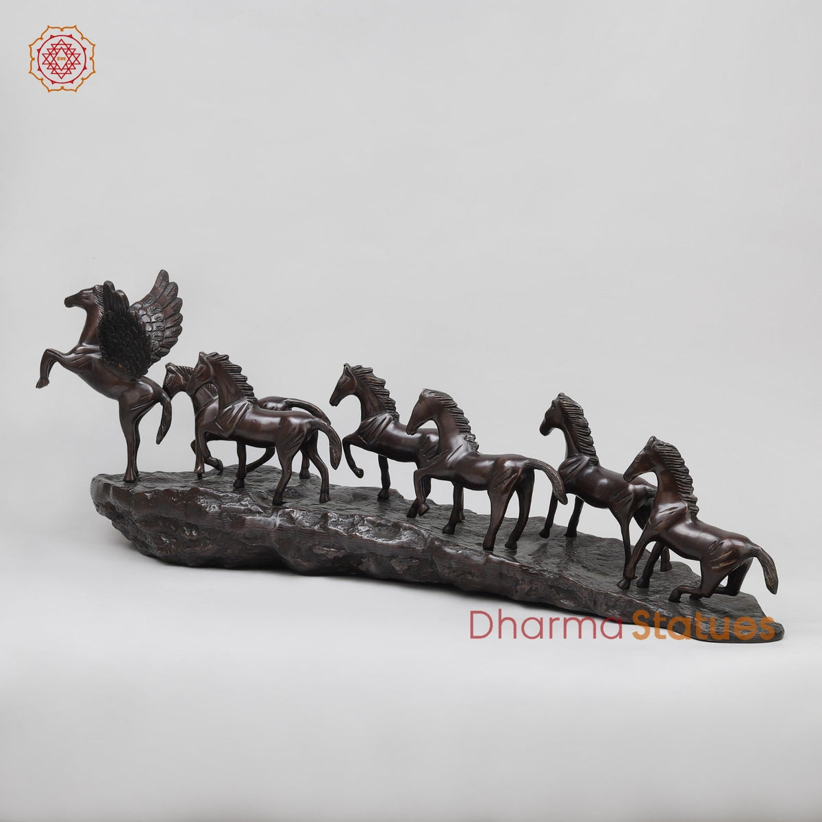 Brass Lucky 7 Horses Fine , Antique Copper Finish 34” (Vastu Approved)