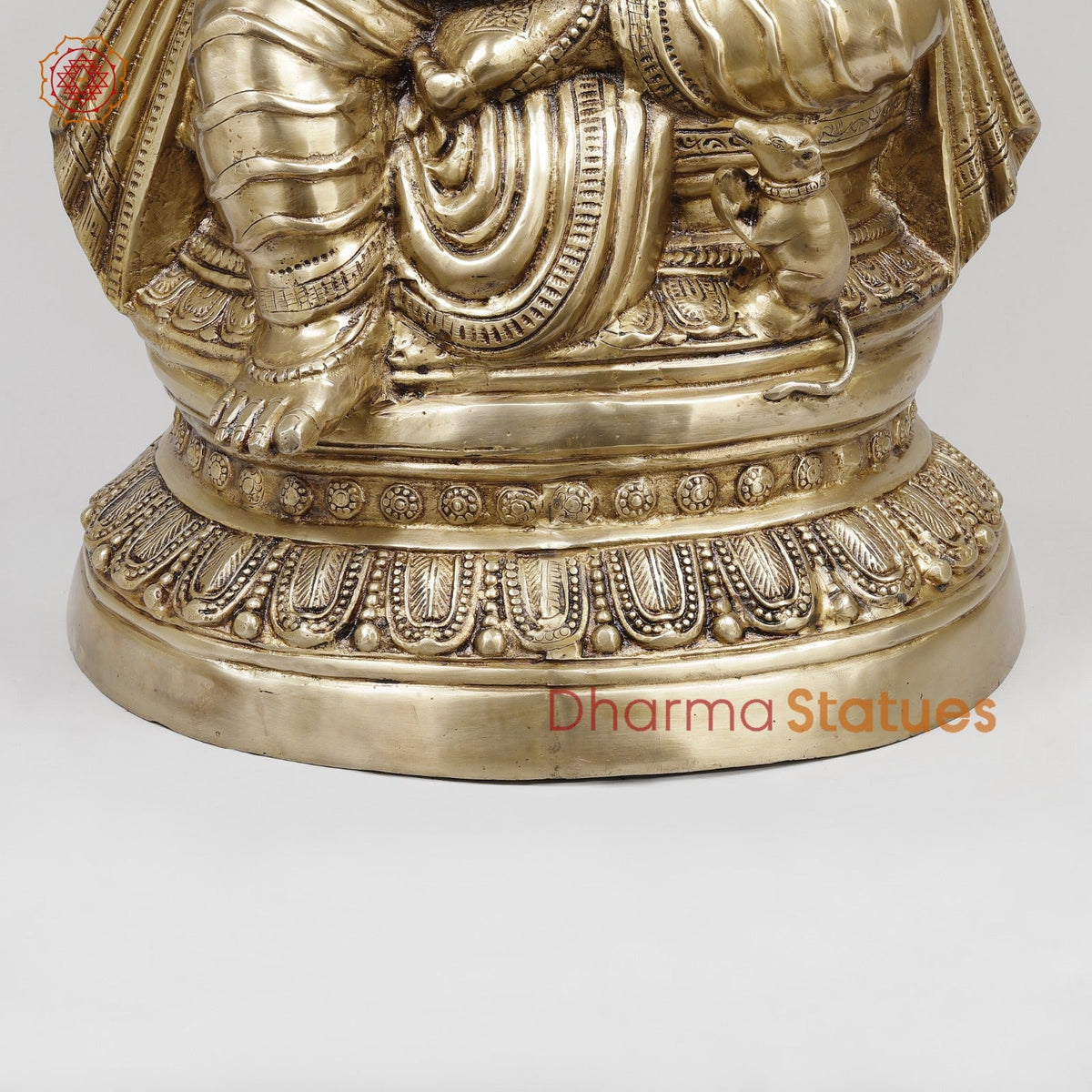 Brass Auspicious Ganesh Seated Fine, Gold Finish 35”