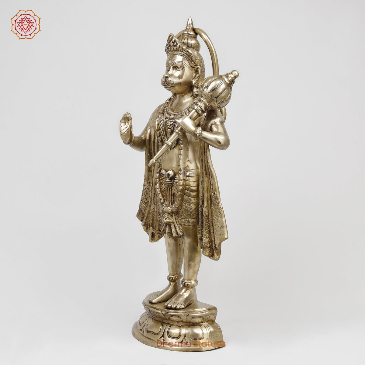 Bras Hanuman Standing Fine, Gold Finish 26”