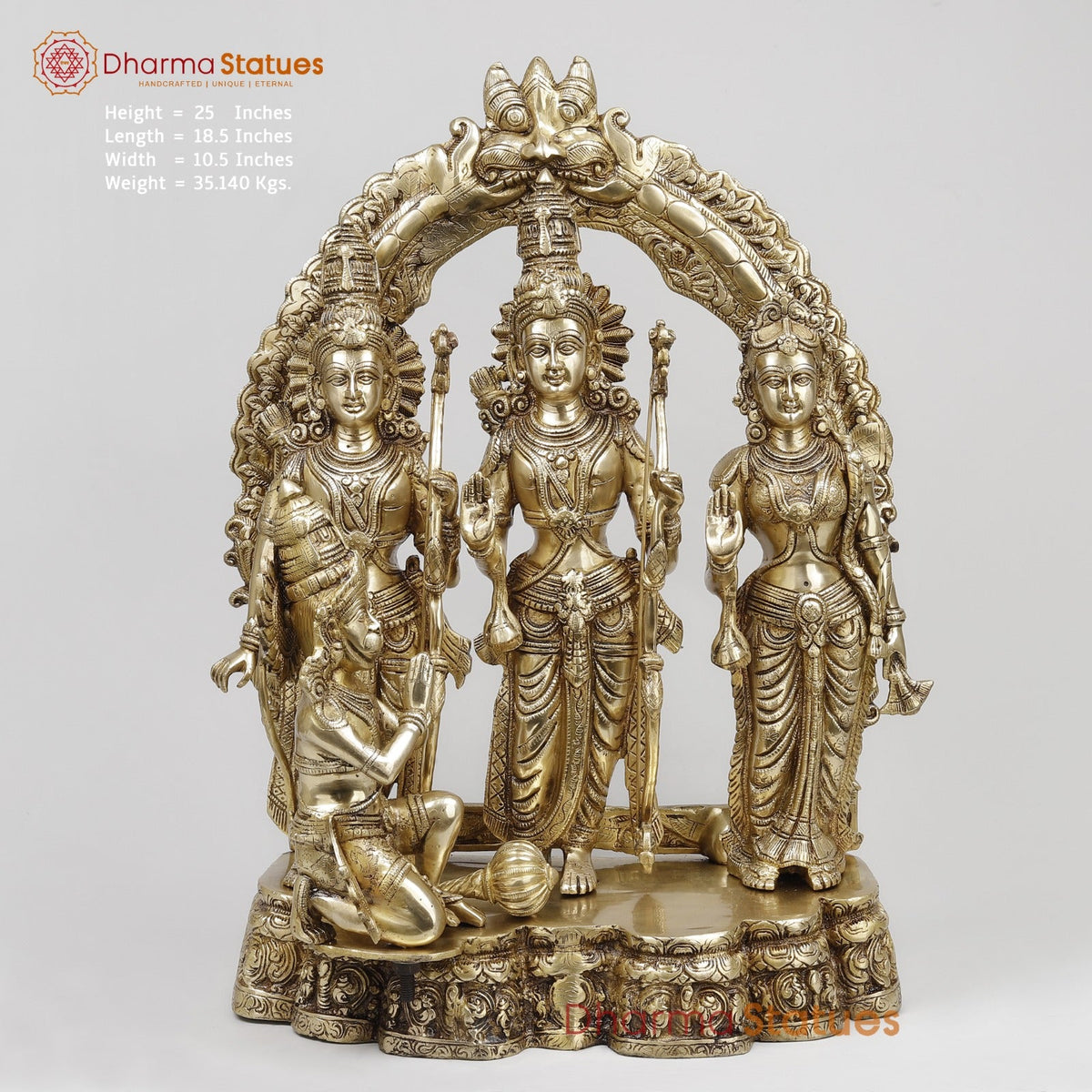 Brass RamDarbar With Fine Arch, Gold Finish 25”