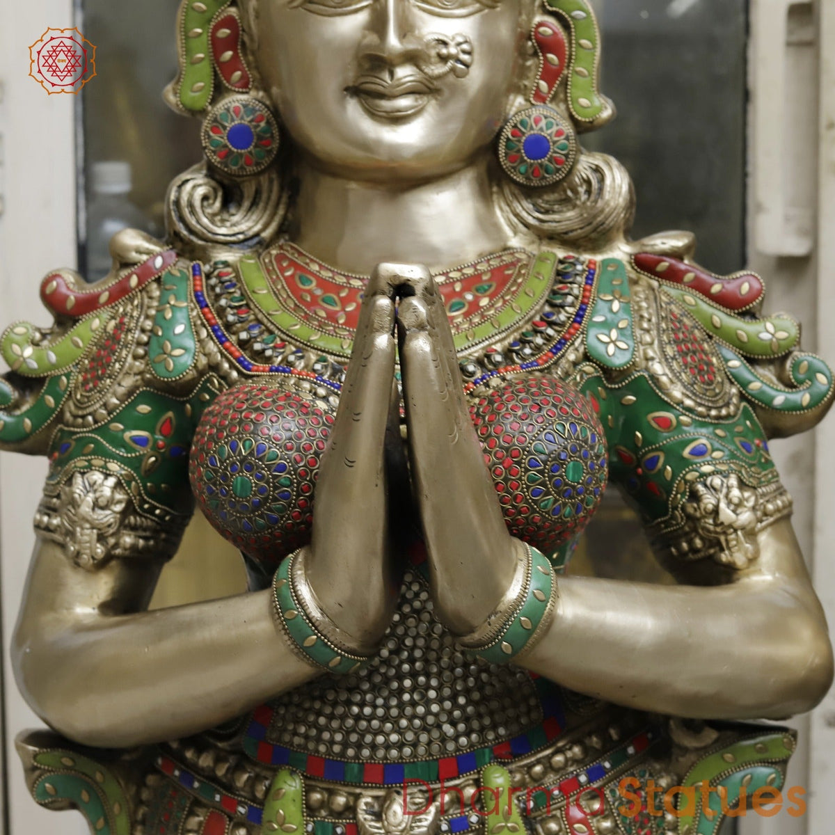 Brass Set of Welcome Lady Fine, Stone Work 52”