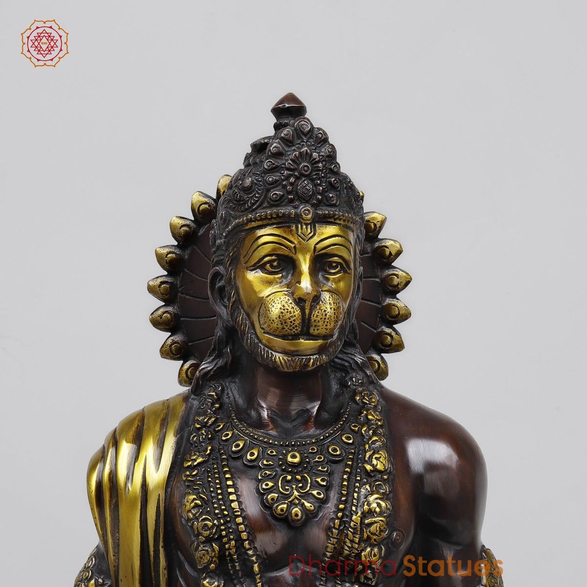Brass Hanuman Standing Fine, Copper and Gold Finish 23”