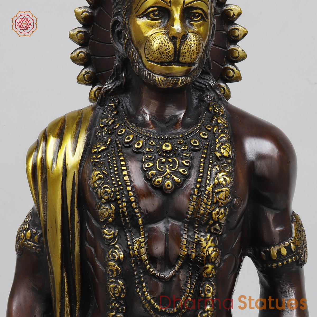 Brass Hanuman Standing Fine, Copper and Gold Finish 23”