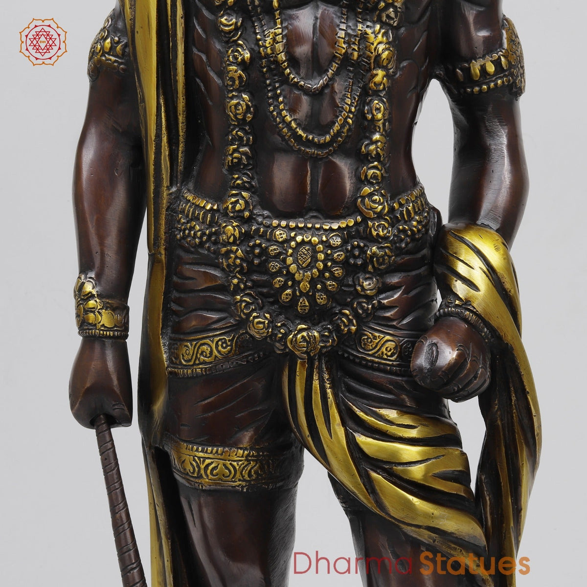 Brass Hanuman Standing Fine, Copper and Gold Finish 23”