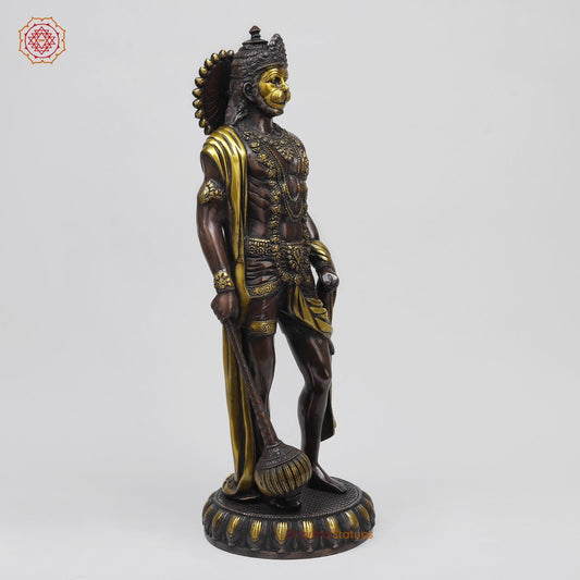 Brass Hanuman Standing Fine, Copper and Gold Finish 23”