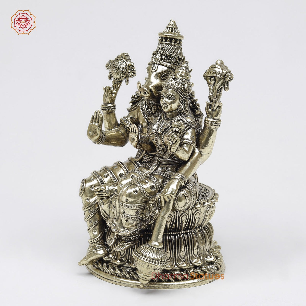 Brass Hayagriva Seated With Lakshmi Fine 6”