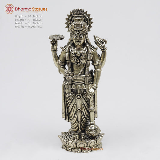 Brass Vishnu Standing Fine 10”