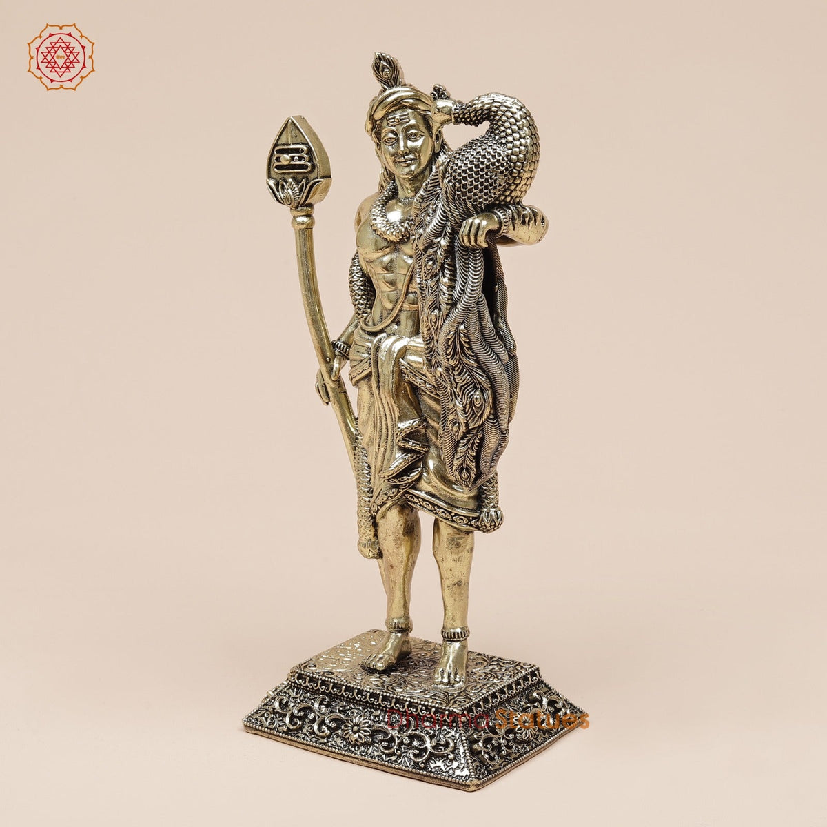 Brass Kartik With Peacock Fine 8”