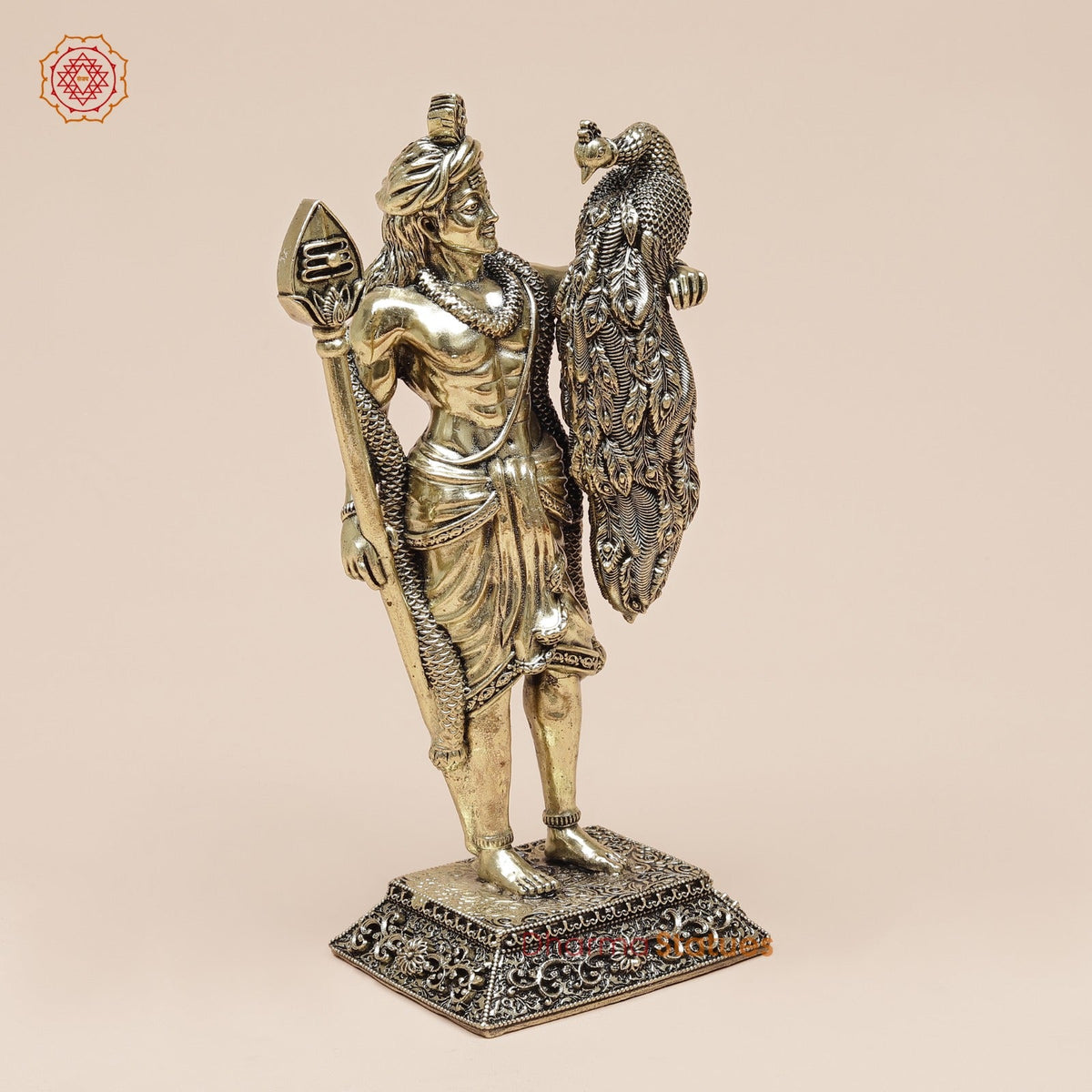 Brass Kartik With Peacock Fine 8”