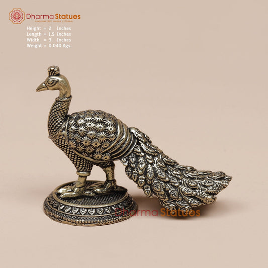 Brass Peacock Standing Fine 2”