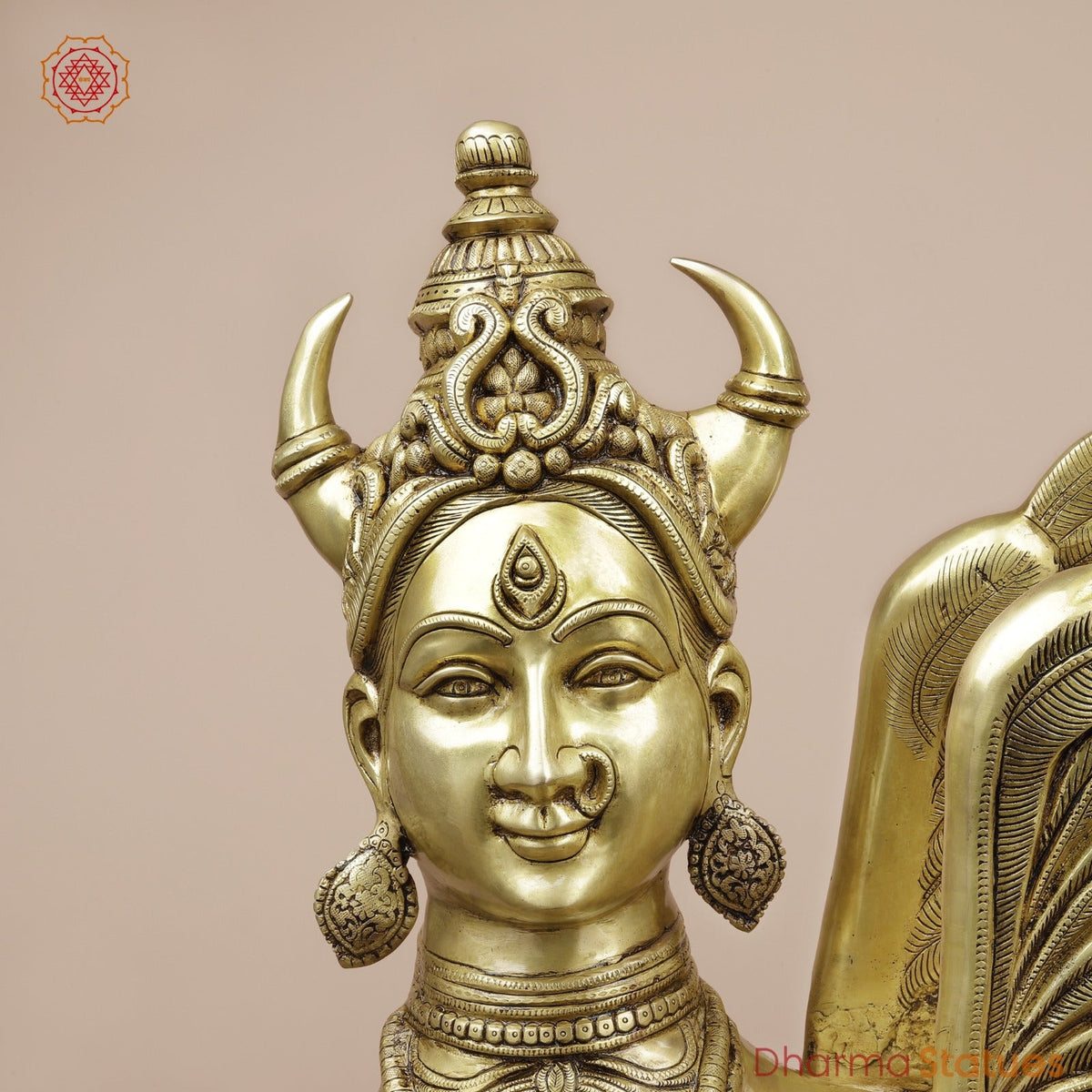 Brass Kamdhenu Standing Fine, Special Gold Finish 30”