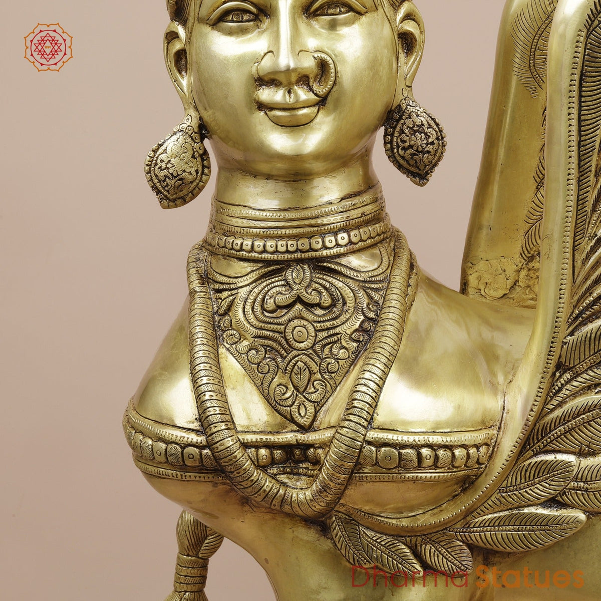 Brass Kamdhenu Standing Fine, Special Gold Finish 30”