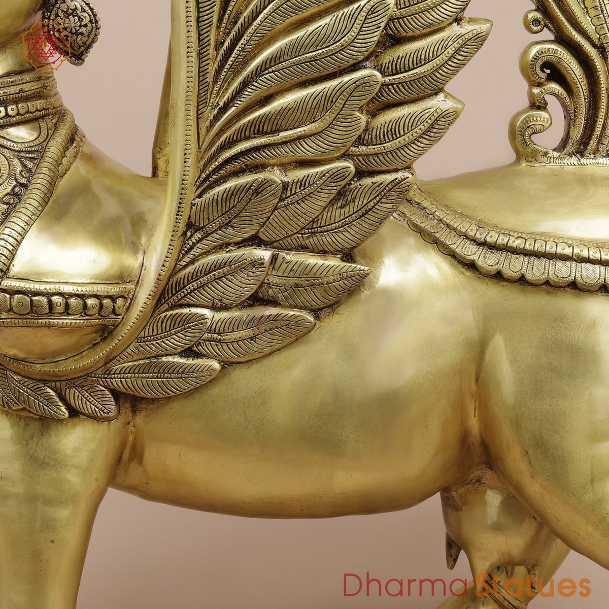 Brass Kamdhenu Standing Fine, Special Gold Finish 30”