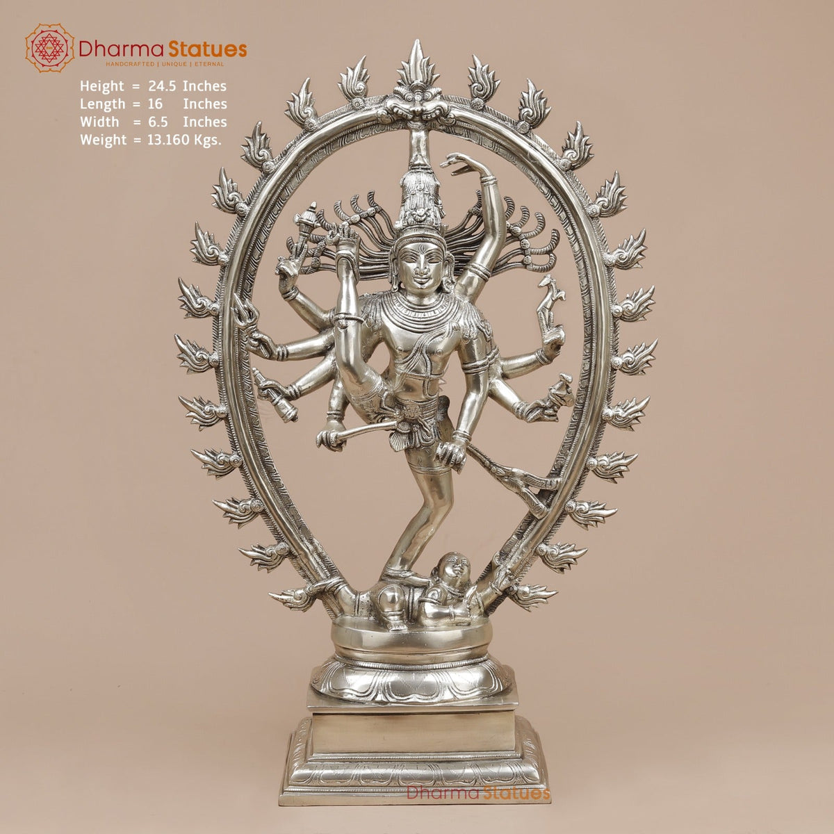 Brass Tandav Natraj fine, Silver Finish  25”