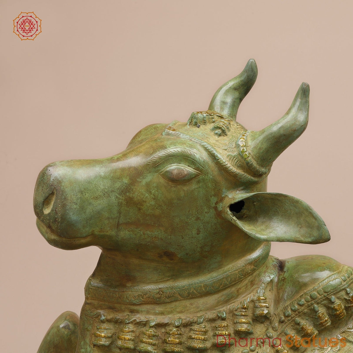 Brass Nandi Seated Fine , Natural Green Patina 34”