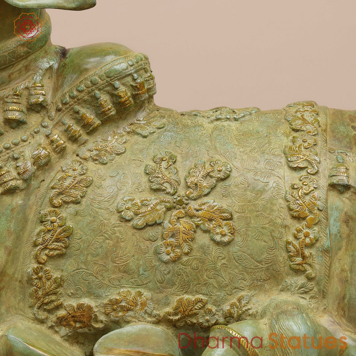 Brass Nandi Seated Fine , Natural Green Patina 34”