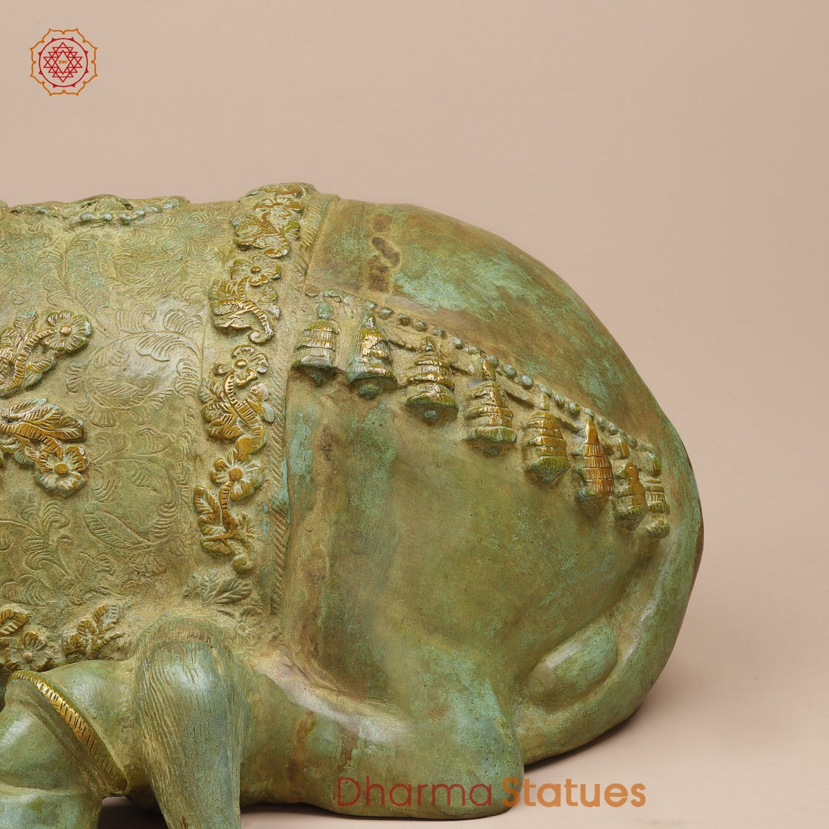 Brass Nandi Seated Fine , Natural Green Patina 34”