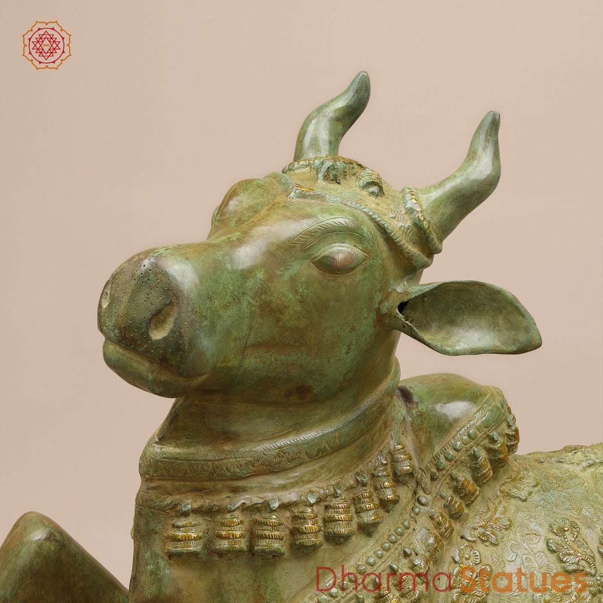 Brass Nandi Seated Fine , Natural Green Patina 34”