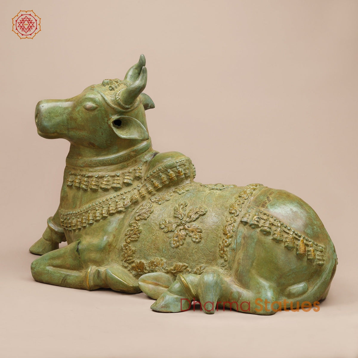 Brass Nandi Seated Fine , Natural Green Patina 34”