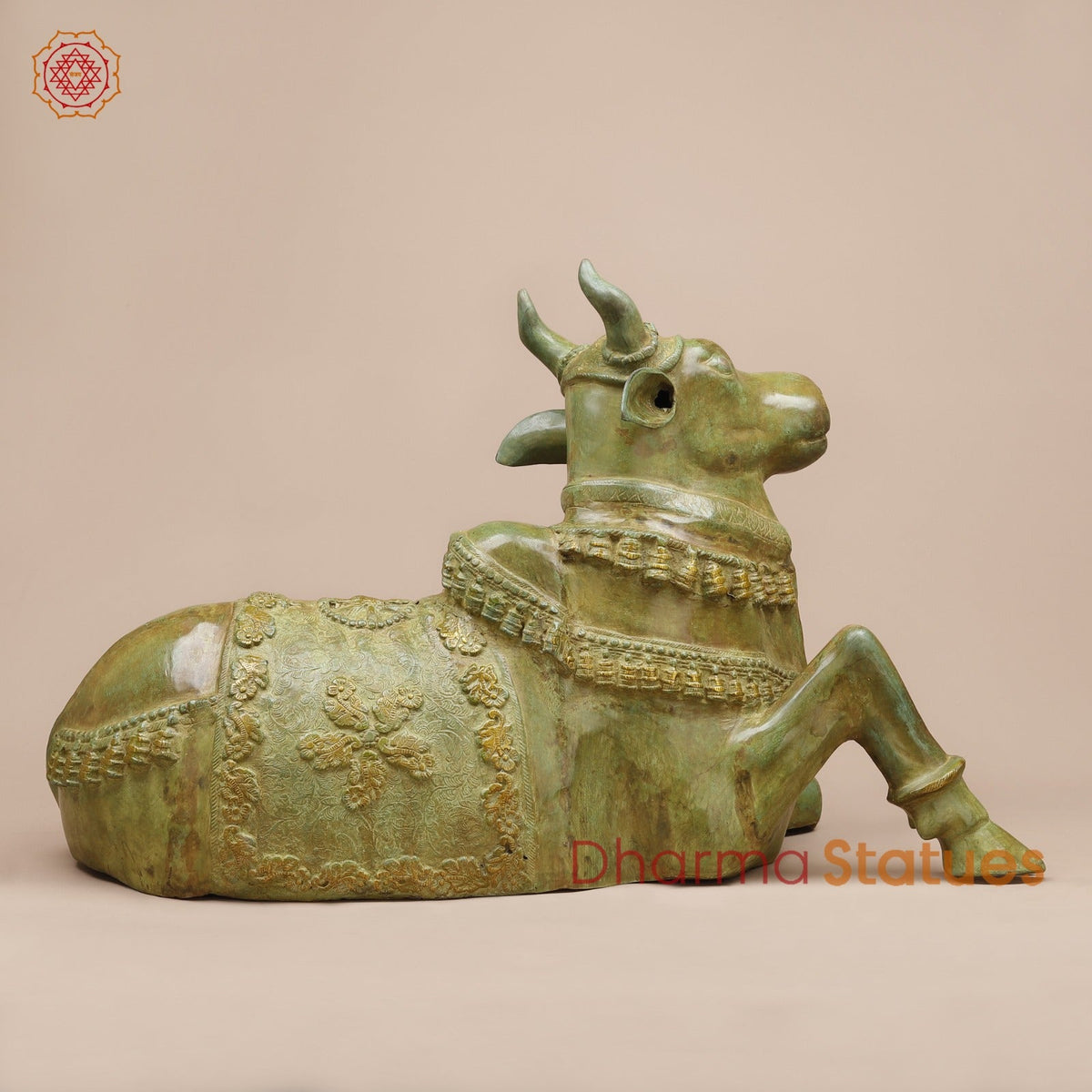 Brass Nandi Seated Fine , Natural Green Patina 34”