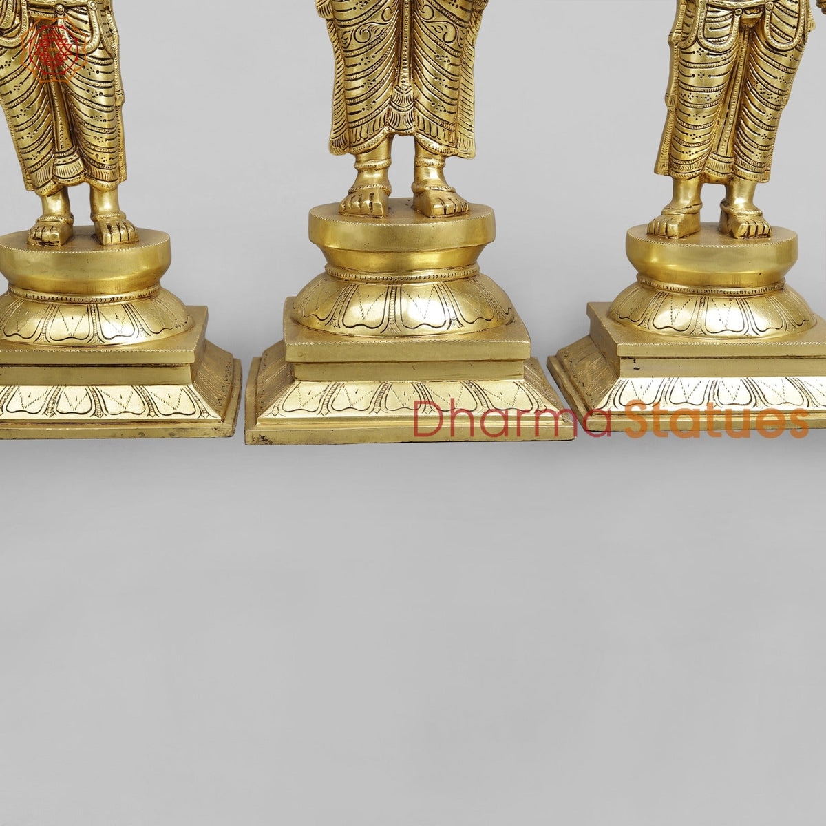 Brass Balaji with Sridevi and Bhudevi Fine, Golden Finish 25”