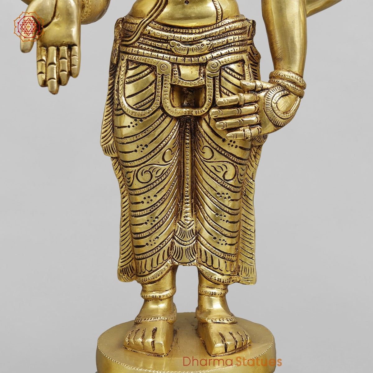 Brass Balaji with Sridevi and Bhudevi Fine, Golden Finish 25”