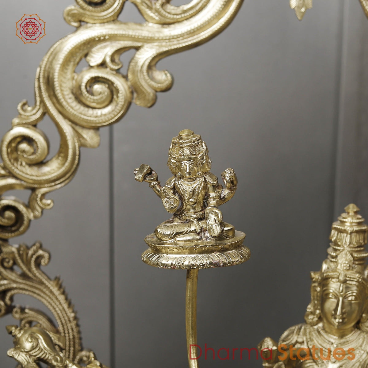 Bronze Vishnu Resting With Lakshmi (Anantshayiana) with Arch Fine, Special Gold Finish 43”